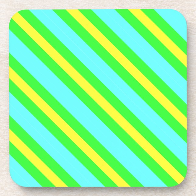 Porta-copo Amarelo, Verde, Blue Strips por Shirley Taylor (Frente)