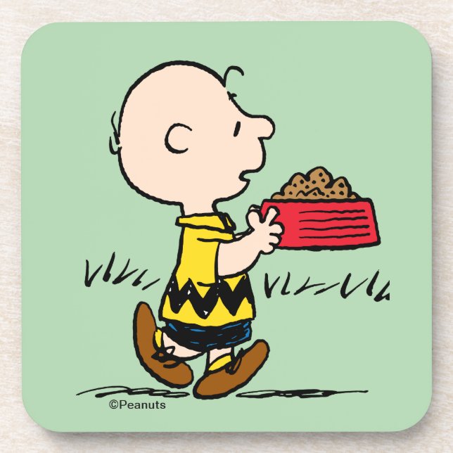 Porta-copo Amendoins | Charlie Brown com o Snoopy's Dish (Frente)