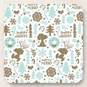 Porta-copo Amendoins   Padrão de Natal Snoopy Frosty