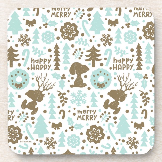 Porta-copo Amendoins | Padrão de Natal Snoopy Frosty (Frente)