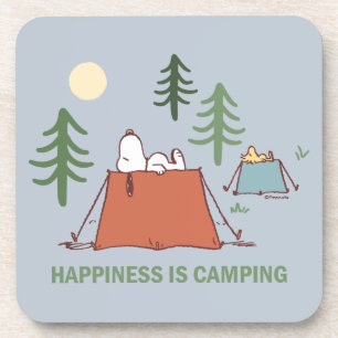 Porta-copo Amendoins Tendas de esnoopia e de madeira