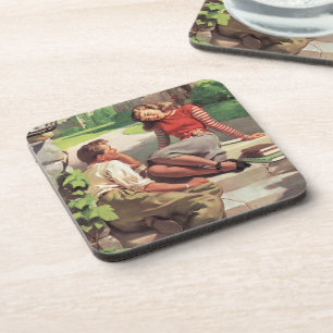 Porta-copo Amor e Romance Vintage, Namorados do Ensino Médio