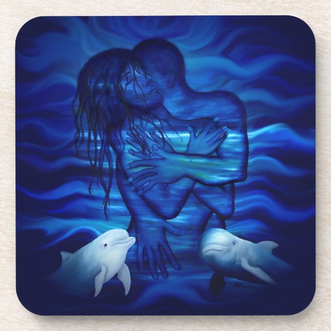 Porta-copo Amor, Passion act - par com Dolphin pair (Frente)
