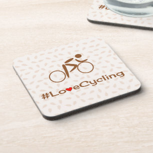 Porta-copo Amor pictograma de bicicleta, slogan marrom
