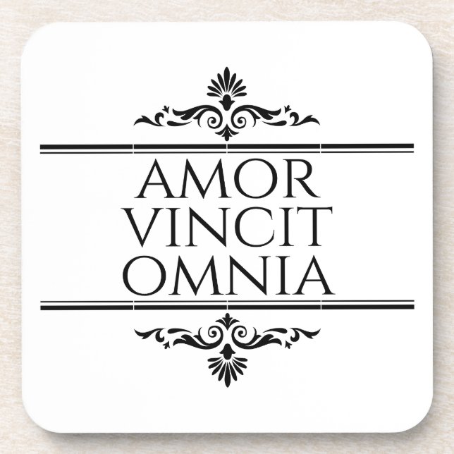 Porta-copo Amor Vincit Omnia - Adoro Conquistas Todos (Frente)