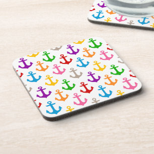 Porta-copo Âncora de Navio Design Colorido Branco