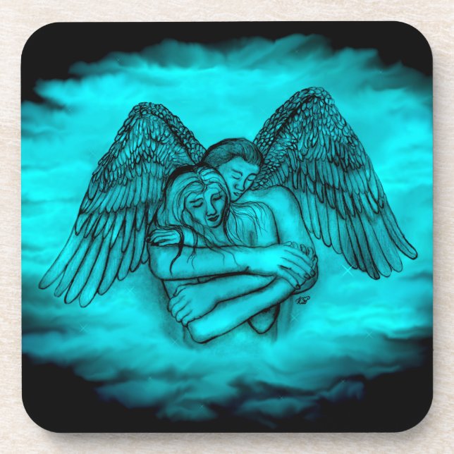 Porta-copo Angel Eros in Love, design preto e verde (Frente)