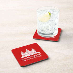 Porta-copo Angkor Wat Cambodian / Khmer Flag com Motto