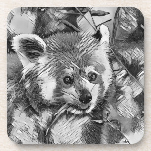 Porta-copo AnimalArtBW_RedPanda_003