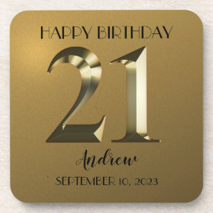 Porta-copo Aniversário de 21 anos de ouro