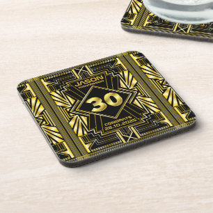 Porta-copo aniversário de 30 anos Art Deco Dourado Excelente