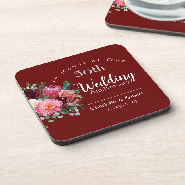 Porta-copo Aniversário de Casamento de Casais Vermelhos Perso (Left Side)