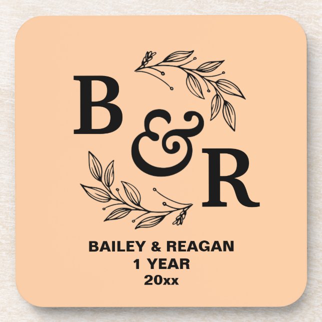 Porta-copo Aniversário de Casamento de ruas Deixa Motif Monog (Frente)