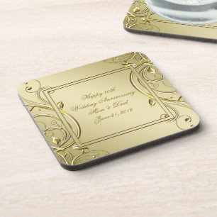 Porta-copo Aniversário de casamento do ouro 50th do Flourish