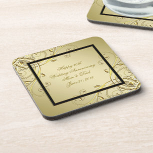 Porta-copo Aniversário de casamento do ouro 50th do Flourish
