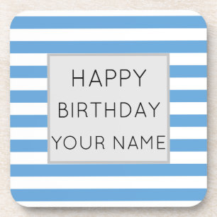 Porta-copo Aniversário Feliz Azul E Branco