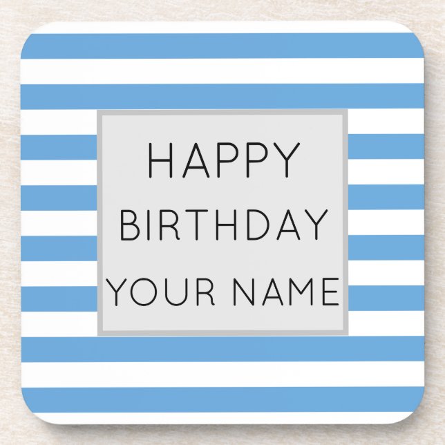 Porta-copo Aniversário Feliz Azul E Branco (Frente)