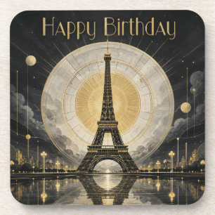 Porta-copo Aniversário Torre Eiffel Paris Dourado Deco