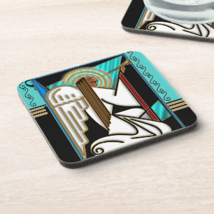 Porta-copo Anjo de Natal Art Deco (Azulejo)