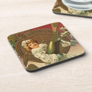 Porta-copo Anjo do Champanhe de Ano Novo Vitoriano Antigo