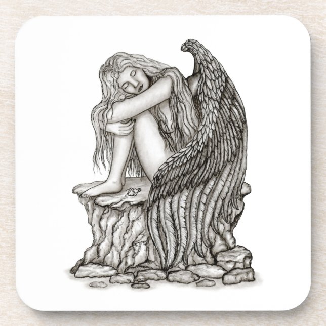 Porta-copo Anjo dormindo na pedra (Frente)