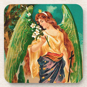 Porta-copo Anjo segurando um galho floral