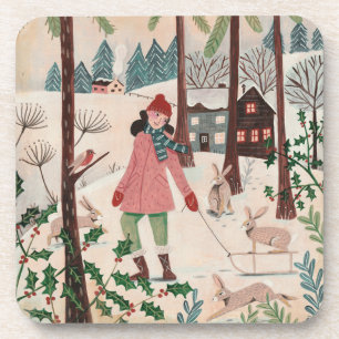 Porta-copo Ano da mulher do coelho na neve