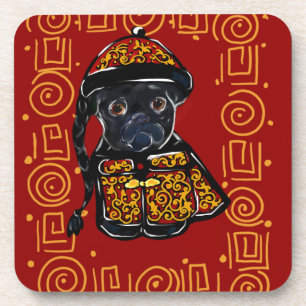 Porta-copo Ano do Cão Pug Preto