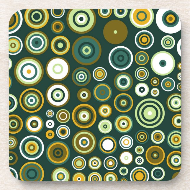 Porta-copo Anos 50 de Abstrato de arte Vintage Green e White (Frente)