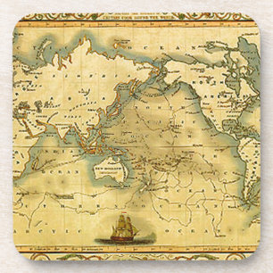 Porta-copo Antigo Mapa Mundial Antiquado