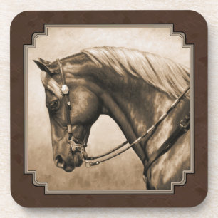 Porta-copo Antigo Quarto Oeste Horse Sepia Brown