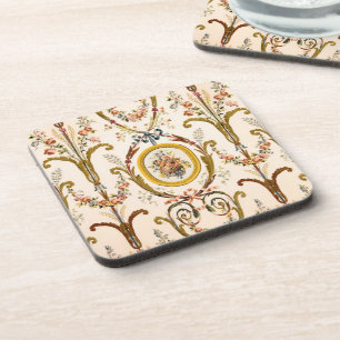 Porta-copo Antiguamente francês Rococo Floral Dourado Cream E
