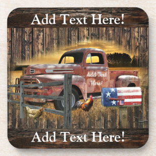 Porta-copo Antique Red Truck Vintage Red Truck Farm Truck Bev