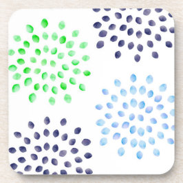 Porta-copo Aquarela Flor Azul Marinho Verde Azul Claro