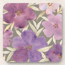 Porta-copo Aquarela Lilas em Fundo Verde