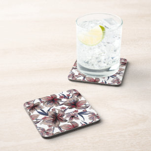 Porta-copo Aquarelas Crimson Floral em Branco