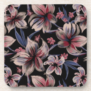 Porta-copo Aquarelas Crimson Floral em Preto