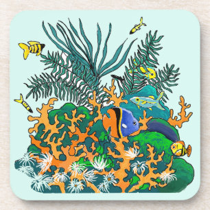 Porta-copo Aquário de água salgada de peixes tropicais de rec