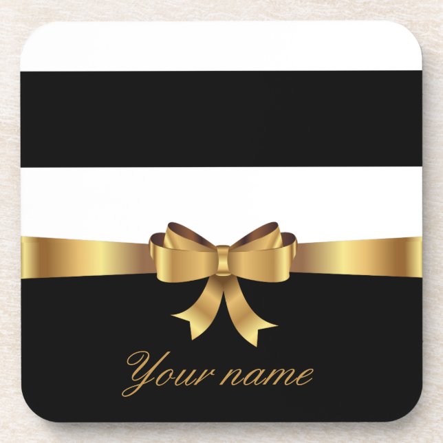Porta-copo Arco de Ouro Dourado, Black Bold Strips (Frente)