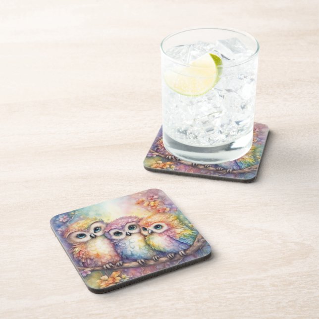 Porta-copo Arco-Íris Corujas 1 (Lado Direito)