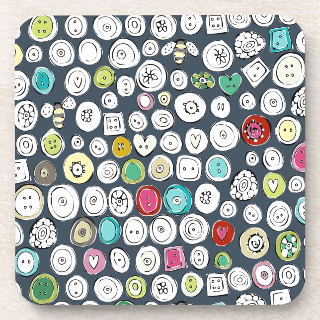 Porta-copo ardósia de botões e abelhas (Frente)