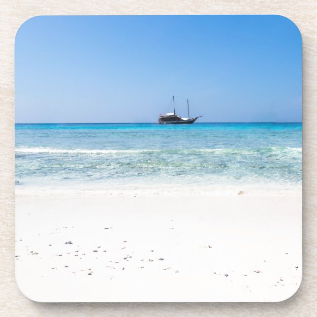 Porta-copo Areia branca semelhante e mar azul-turquesa (Frente)