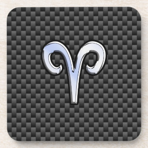 Porta-copo Aries Símbolo Zodíaco Decor de Fibra de Carbono 