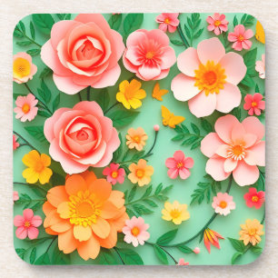 Porta-copo Arranjo de Flores de Papel Colorido