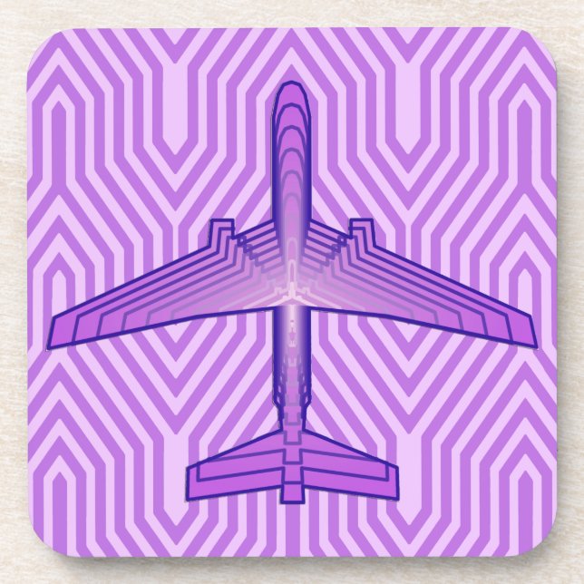 Porta-copo Art Deco Avião, Violet Purple e Lavanda (Frente)
