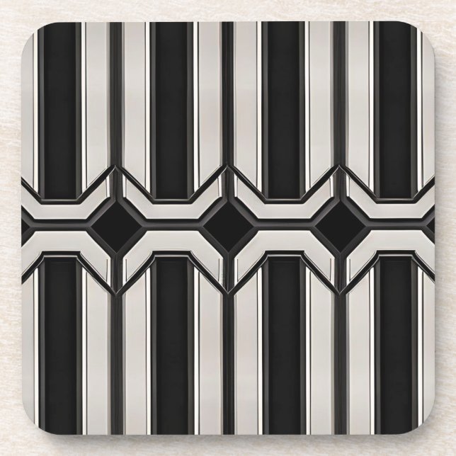 Porta-copo Art Deco Conjunto de Portas copos Pretas e Pratead (Frente)