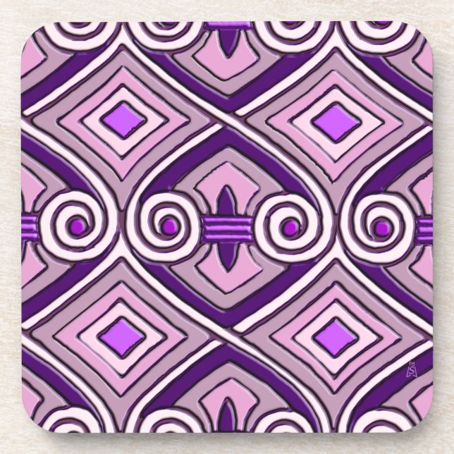 Porta-copo Art Deco Does Persia (Bright Purples) (Frente)