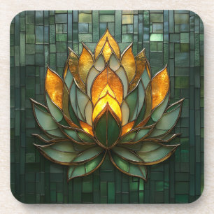Porta-copo Art Deco Dourado Lotus Green Tilework Impressão