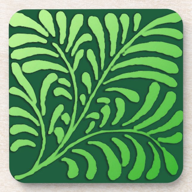 Porta-copo Art Deco Fern Standard - tons verdes (Frente)