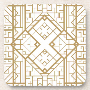 Porta-copo Art deco, nouveau, ouro, branco, elegante, chique,
